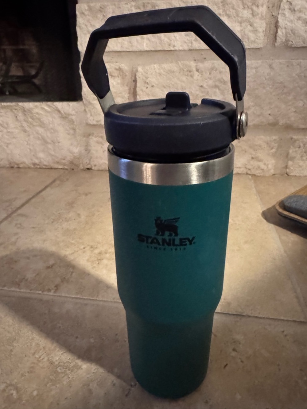Stanley Teal Travel Tumbler with Black Handle and Lid, 30 oz